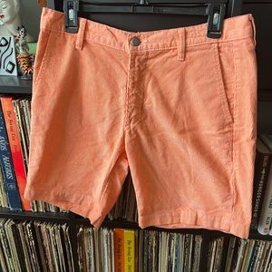 Men’s Orange corduroy shorts. Size 32”.